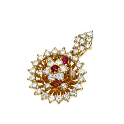 WALTHAM Swing Ruby Diamond Pendant top K18 Yellow Gold Ladies [Used]