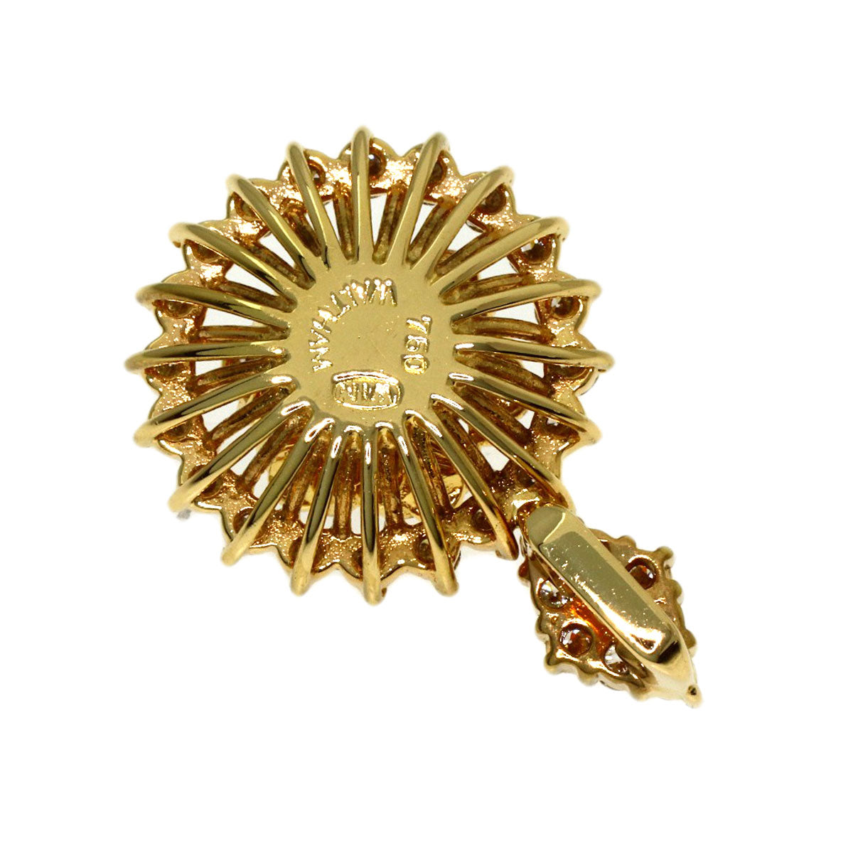 WALTHAM Swing Ruby Diamond Pendant top K18 Yellow Gold Ladies [Used]