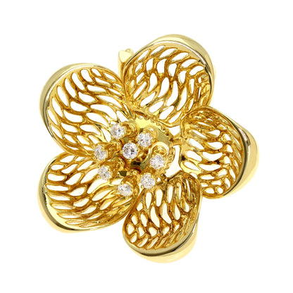 Queen Flower Diamond Pendant top K18 Yellow Gold Ladies [Used]
