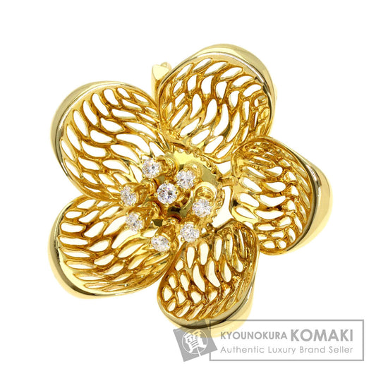 Queen Flower Diamond Pendant top K18 Yellow Gold Ladies [Used]