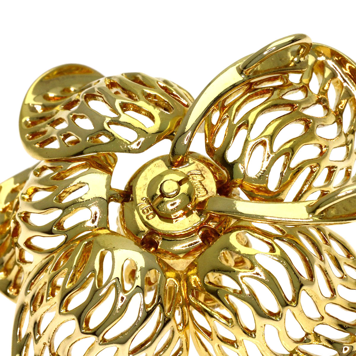 Queen Flower Diamond Pendant top K18 Yellow Gold Ladies [Used]