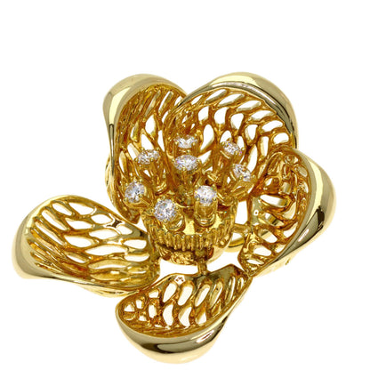 Queen Flower Diamond Pendant top K18 Yellow Gold Ladies [Used]