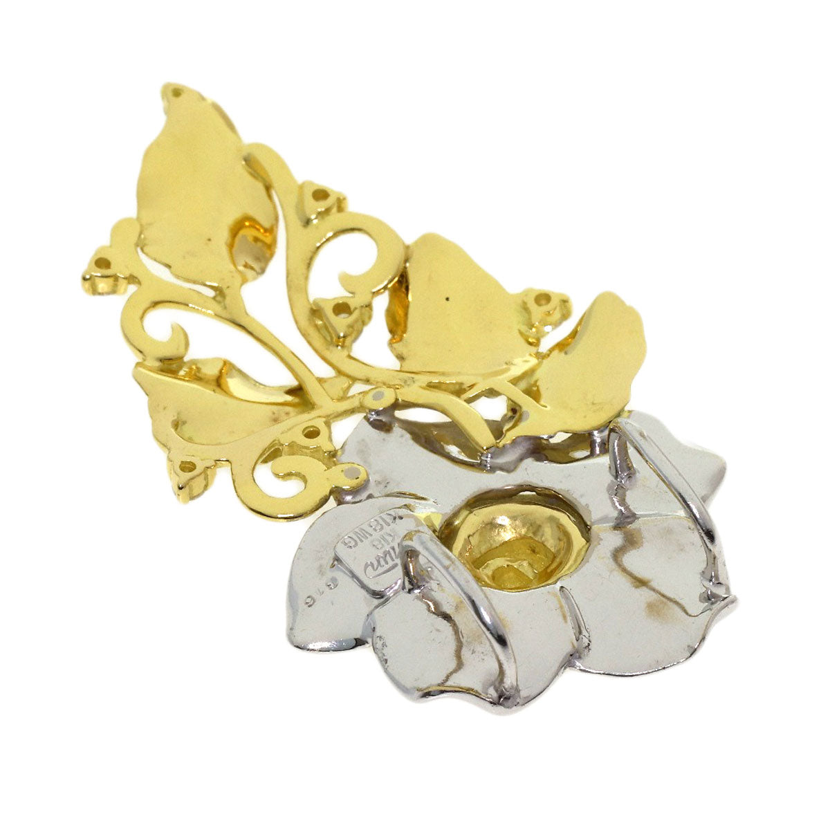 SHUN TAMURA Flower Diamond 2WAY Pendant top K18 Yellow Gold K18 White GoldLadies [Used]