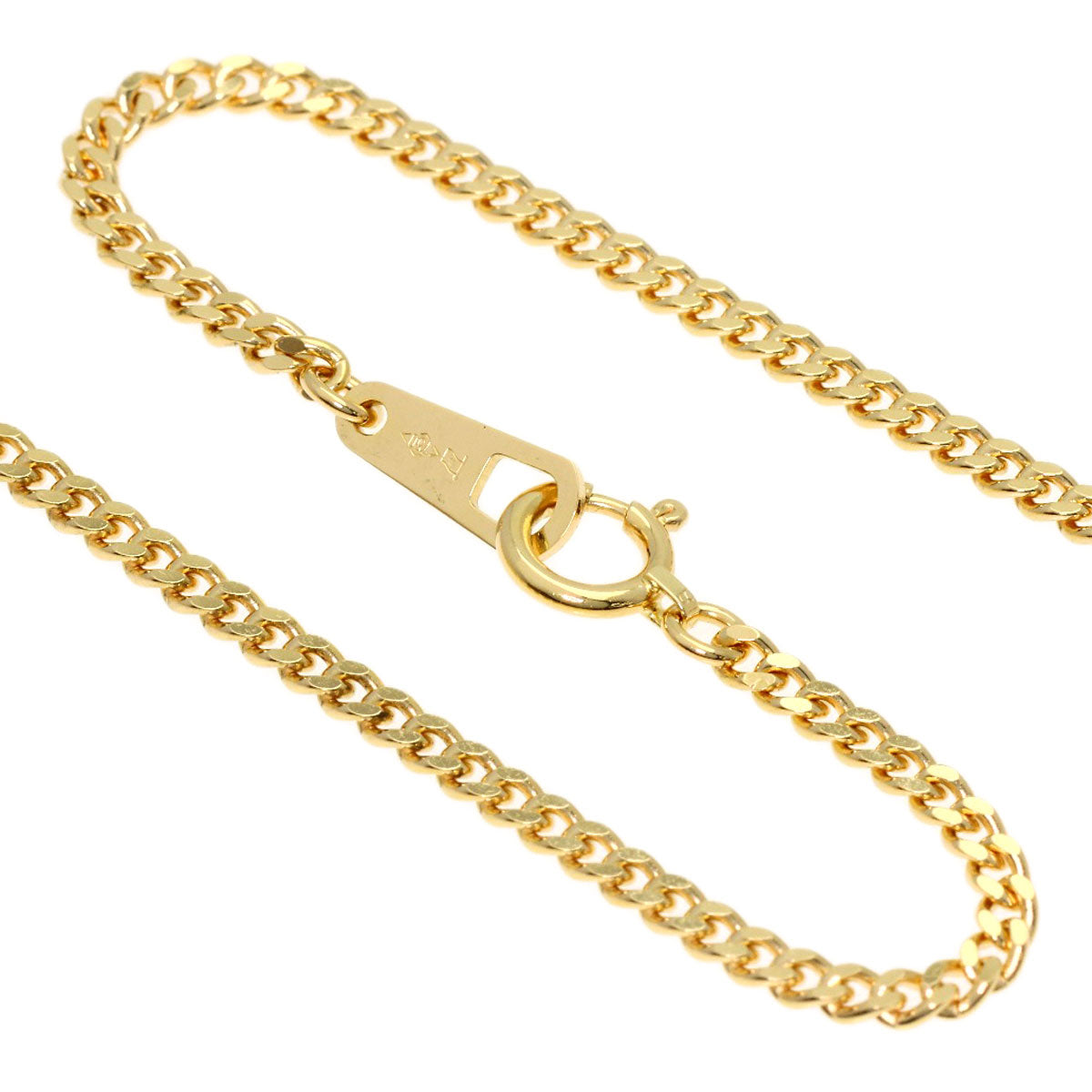 Curb chain Kihei 2 sides Necklace K18 Yellow Gold 10g　Ladies