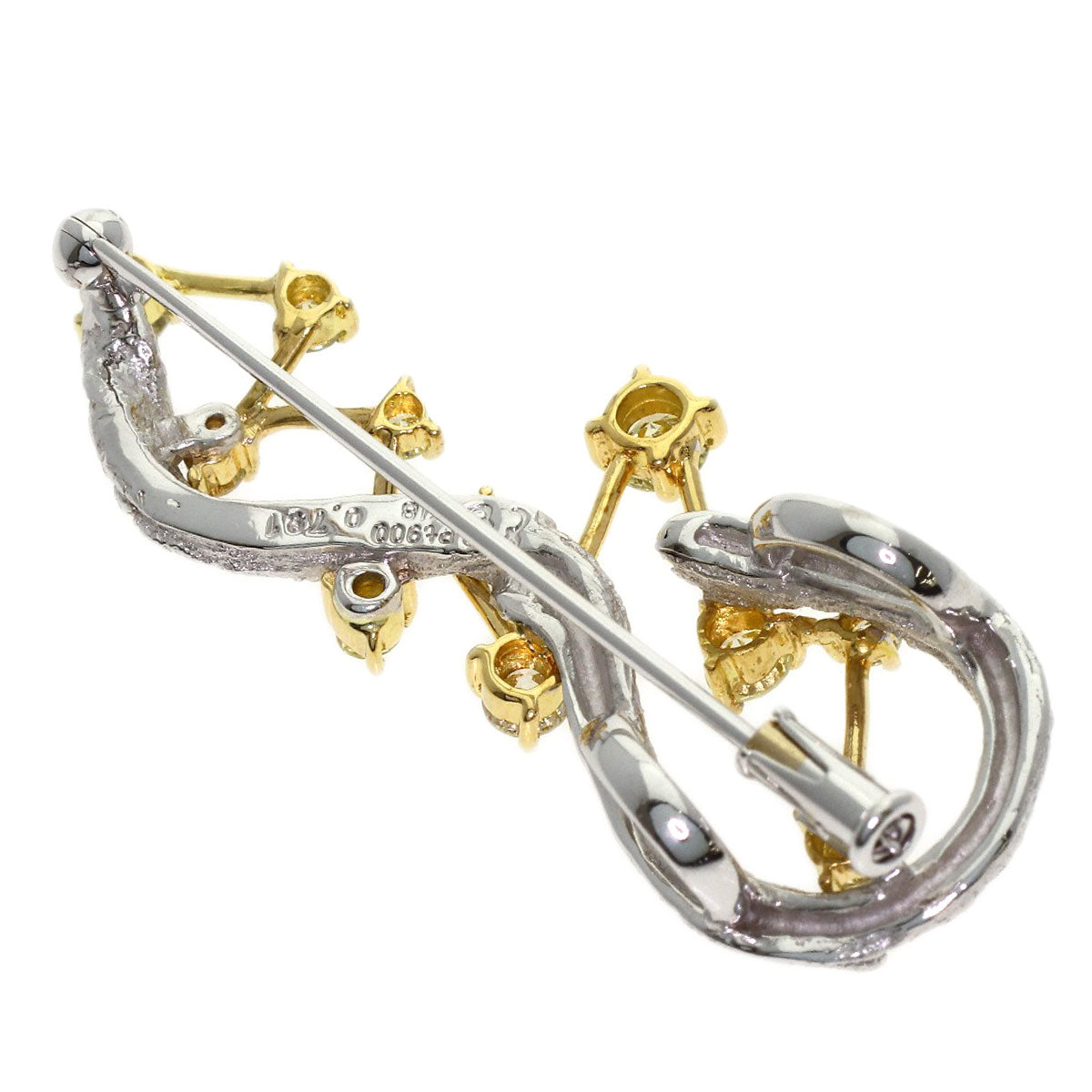 0.791ct Tomoyasu Diamond Brooch Platinum PT900 18K Yellow Gold 9.3g　Ladies
