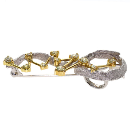 0.791ct Tomoyasu Diamond Brooch Platinum PT900 18K Yellow Gold 9.3g　Ladies