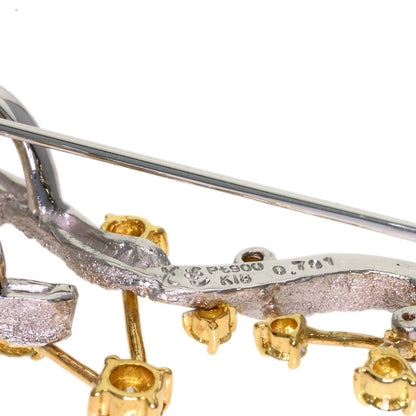 0.791ct Tomoyasu Diamond Brooch Platinum PT900 18K Yellow Gold 9.3g　Ladies
