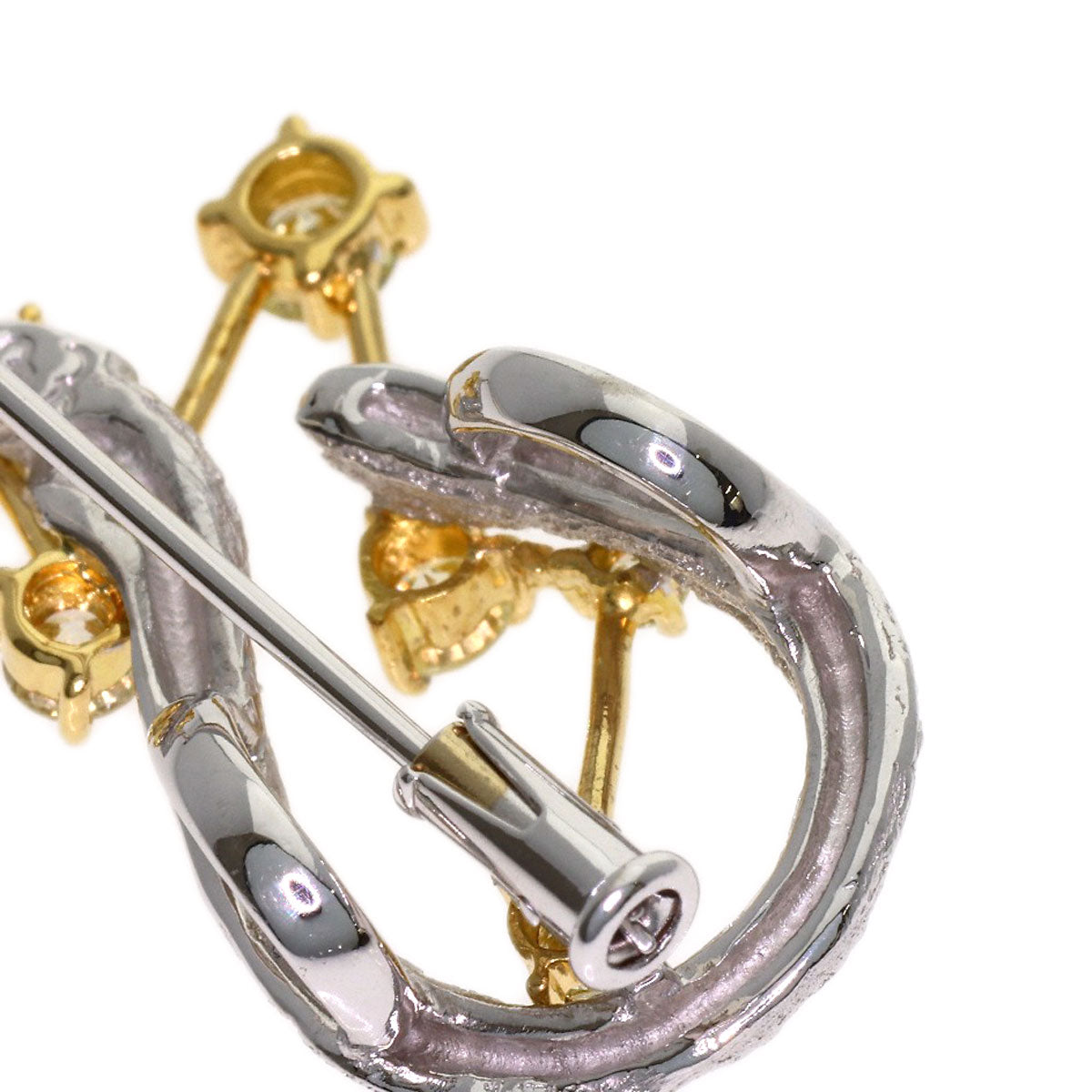 0.791ct Tomoyasu Diamond Brooch Platinum PT900 18K Yellow Gold 9.3g　Ladies