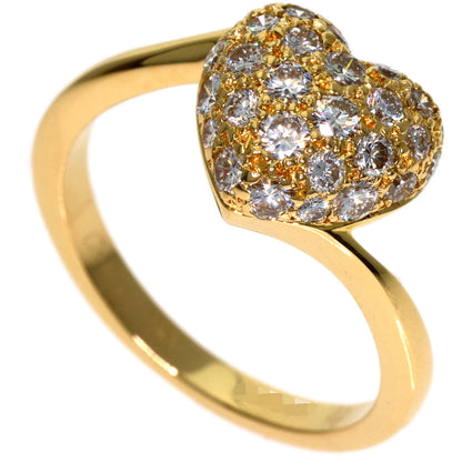 CARTIER Heart-shaped with diamond #49 Ring K18 Yellow Gold Ladies [Used]