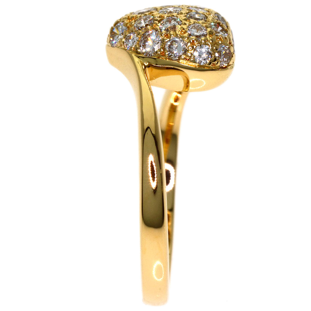 CARTIER Heart-shaped with diamond #49 Ring K18 Yellow Gold Ladies [Used]