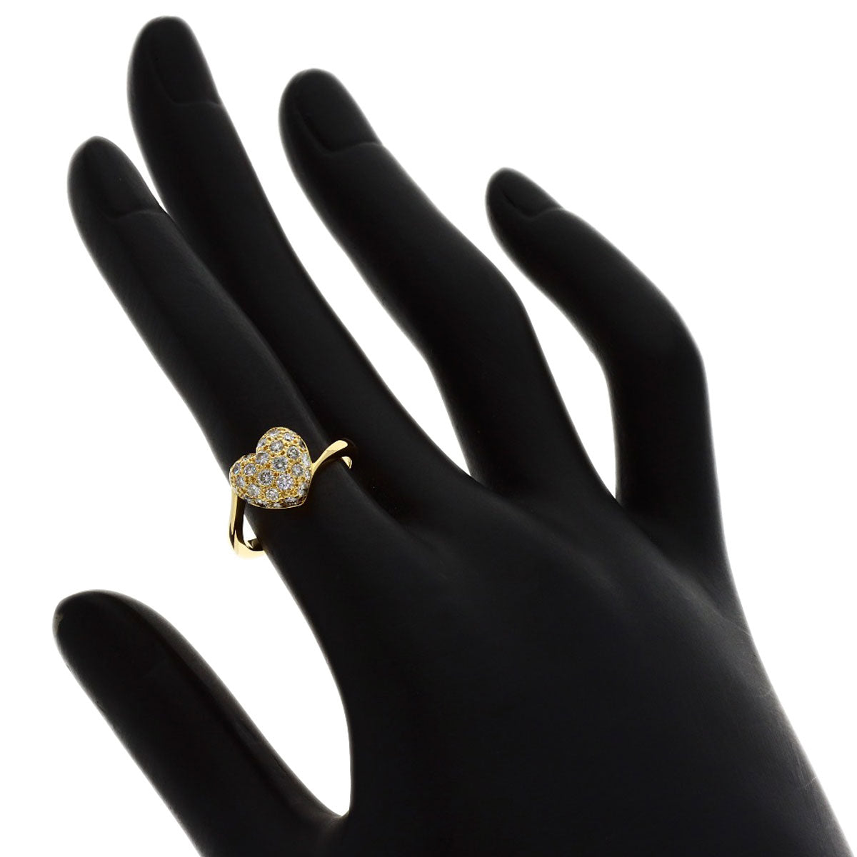 CARTIER Heart-shaped with diamond #49 Ring K18 Yellow Gold Ladies [Used]