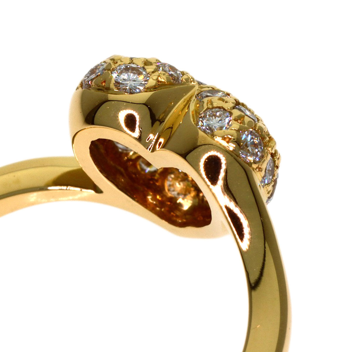 CARTIER Heart-shaped with diamond #49 Ring K18 Yellow Gold Ladies [Used]