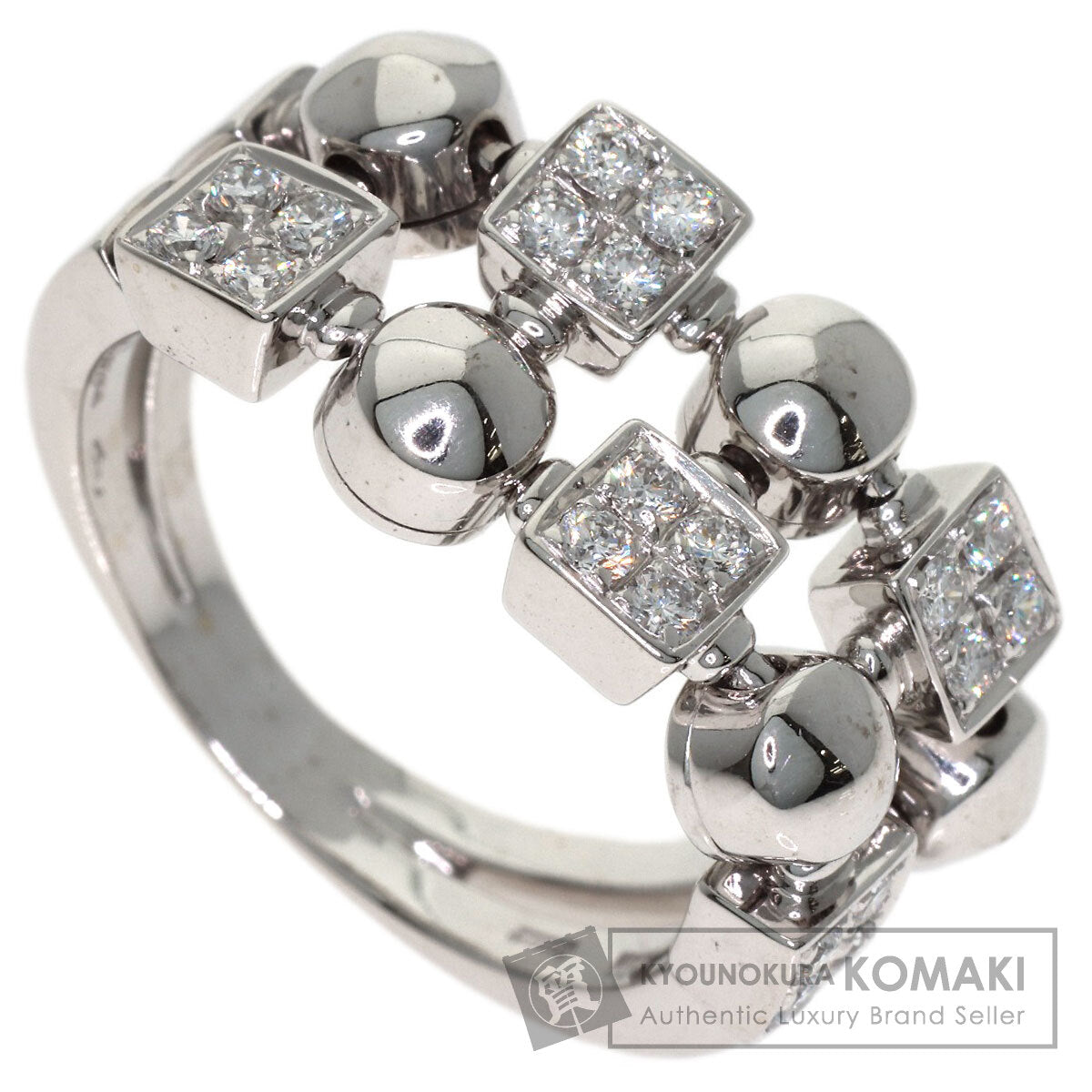 BVLGARI Lucia 2 Row Diamond Ring K18 White Gold Ladies [Used]