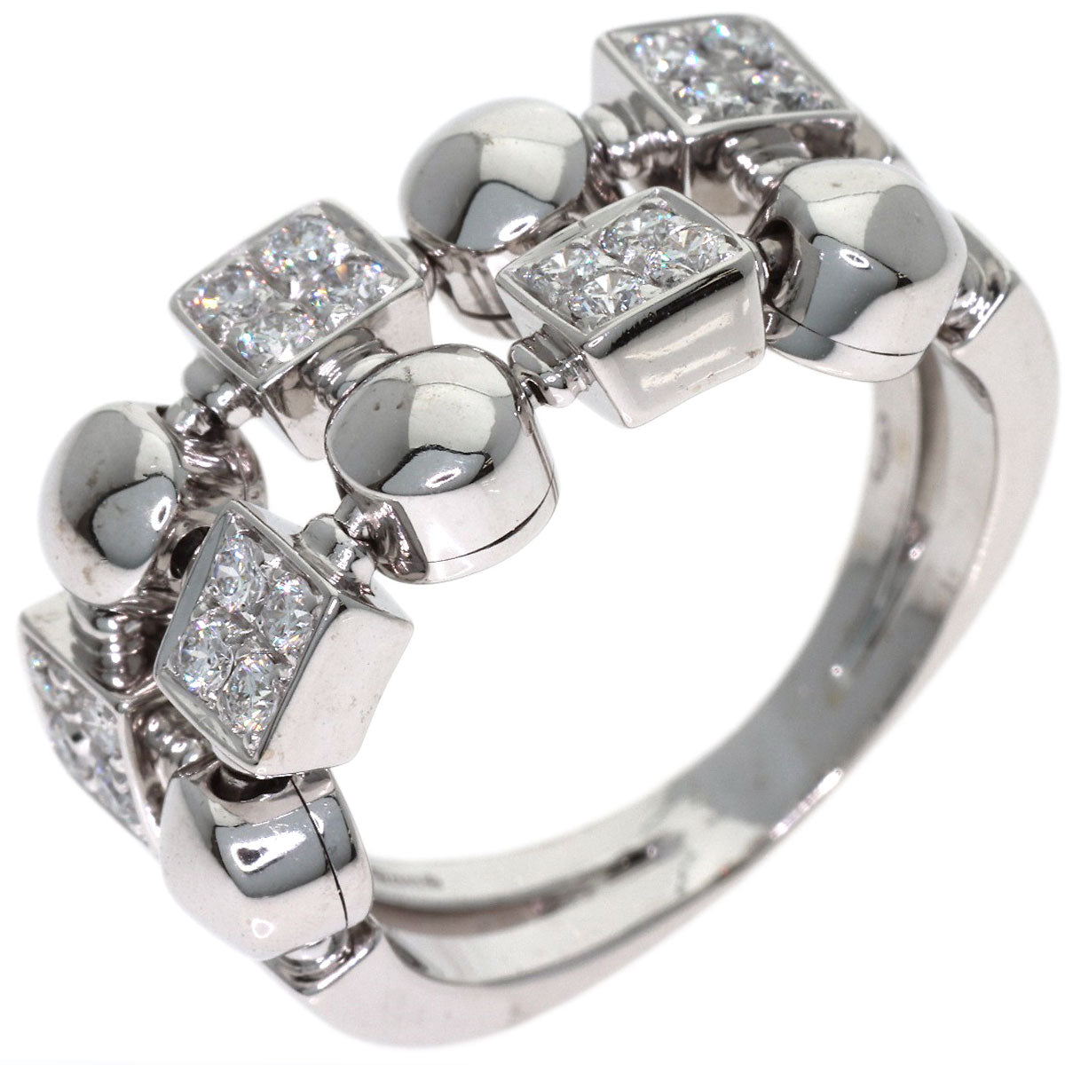 BVLGARI Lucia 2 Row Diamond Ring K18 White Gold Ladies [Used]