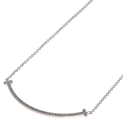 TIFFANY&Co. T Smile Small Diamond Necklace K18 White Gold Ladies [Used]