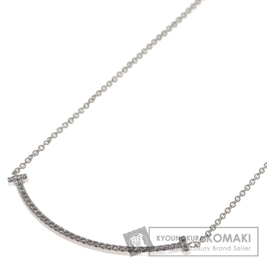 TIFFANY&Co. T Smile Small Diamond Necklace K18 White Gold Ladies [Used]
