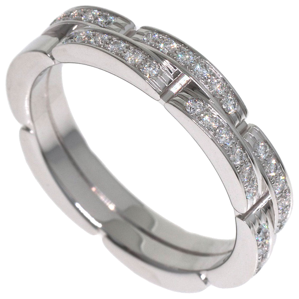 CARTIER Maillon Panthere 2 Row Diamond #55 Ring K18 White Gold Ladies [Used]