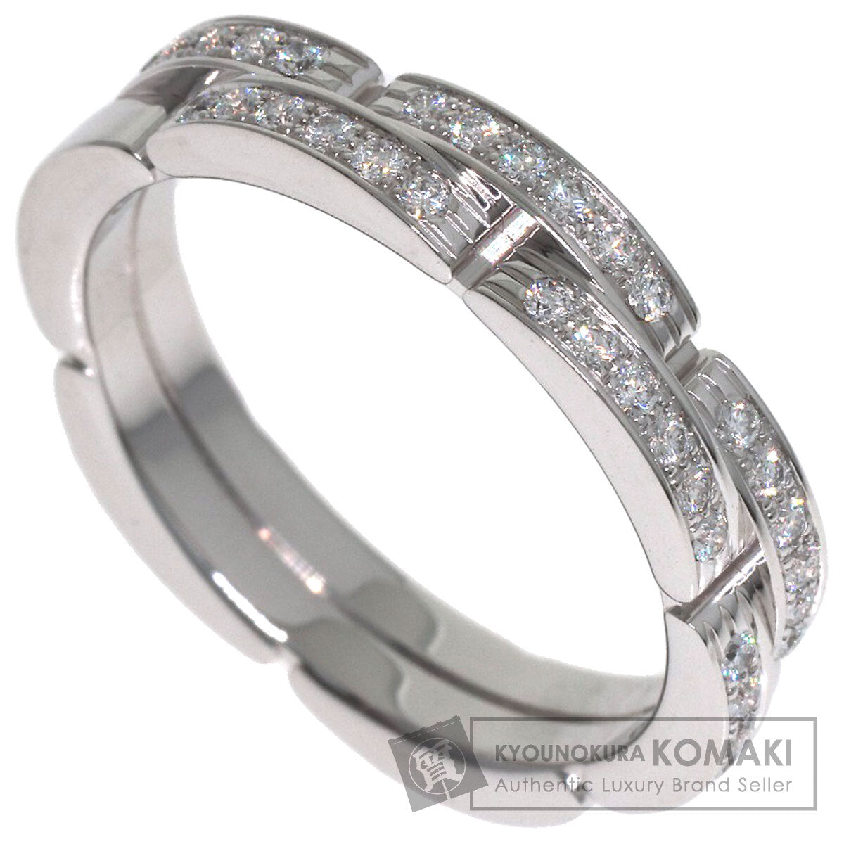 CARTIER Maillon Panthere 2 Row Diamond #55 Ring K18 White Gold Ladies [Used]