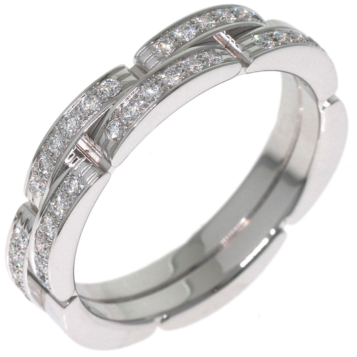 CARTIER Maillon Panthere 2 Row Diamond #55 Ring K18 White Gold Ladies [Used]