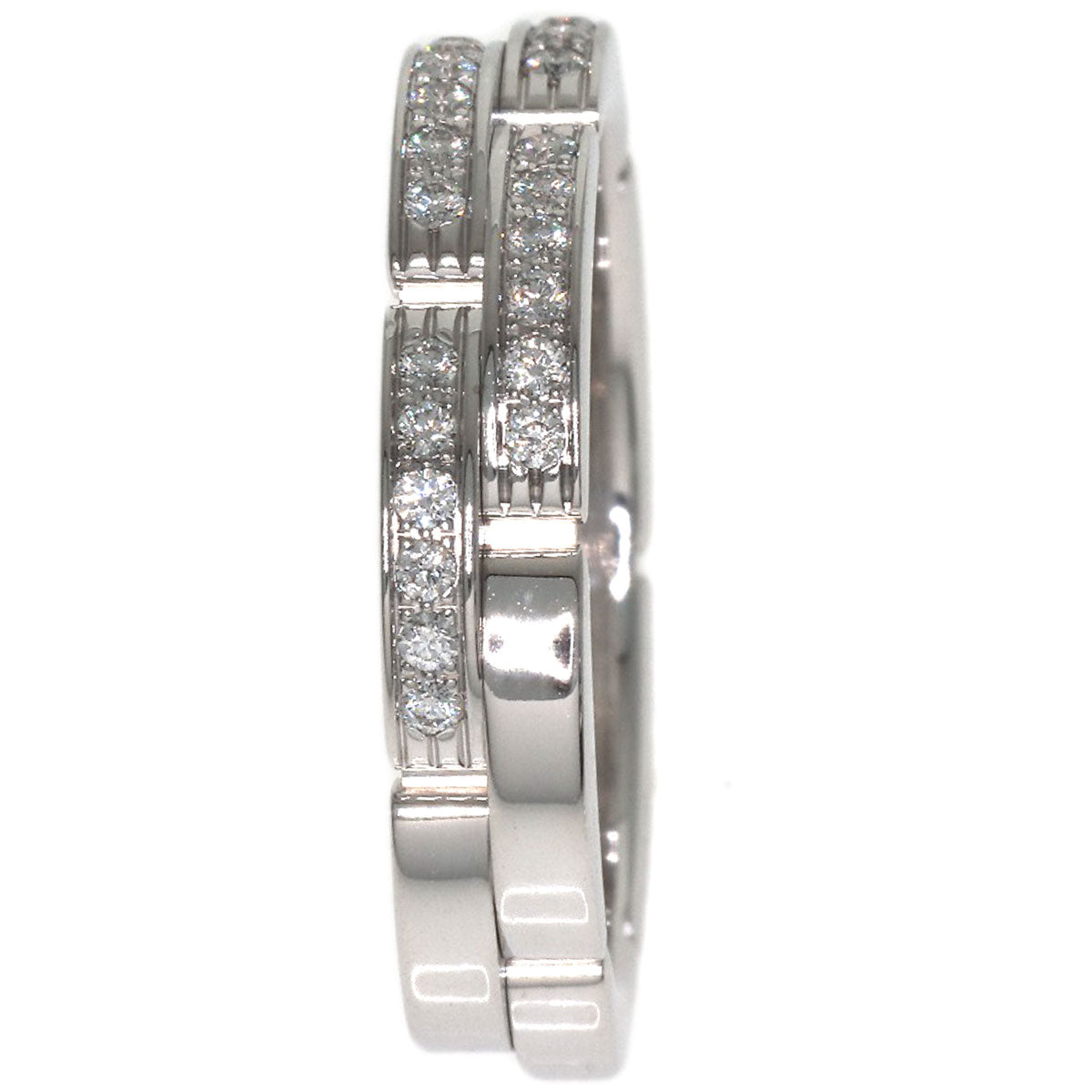 CARTIER Maillon Panthere 2 Row Diamond #55 Ring K18 White Gold Ladies [Used]