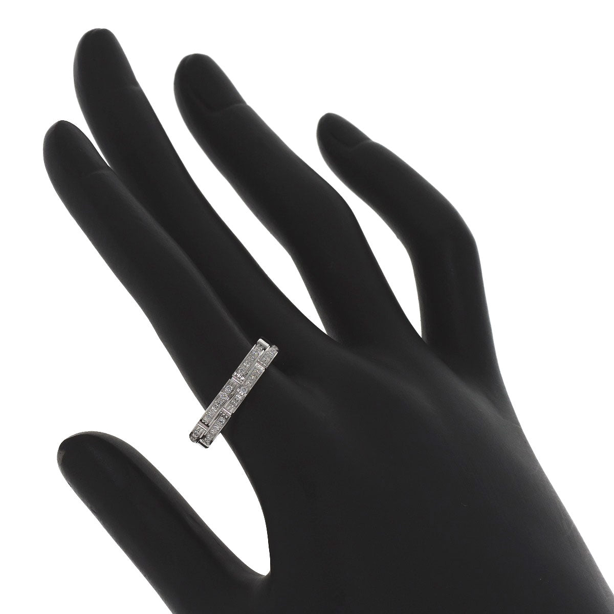 CARTIER Maillon Panthere 2 Row Diamond #55 Ring K18 White Gold Ladies [Used]