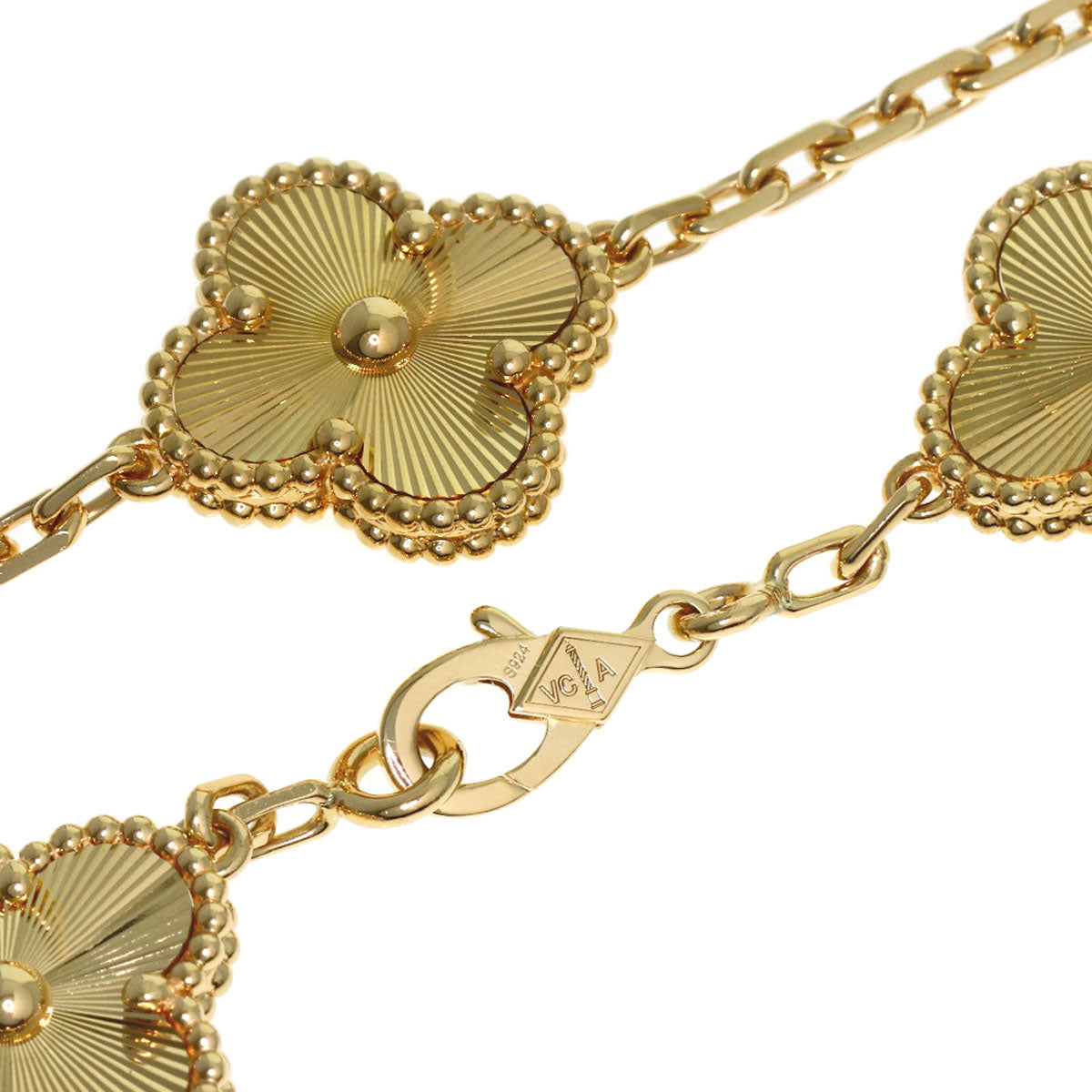 Van Cleef & Arpels Vintage Alhambra Guilloche Bracelet K18 Yellow Gold Ladies [Used]