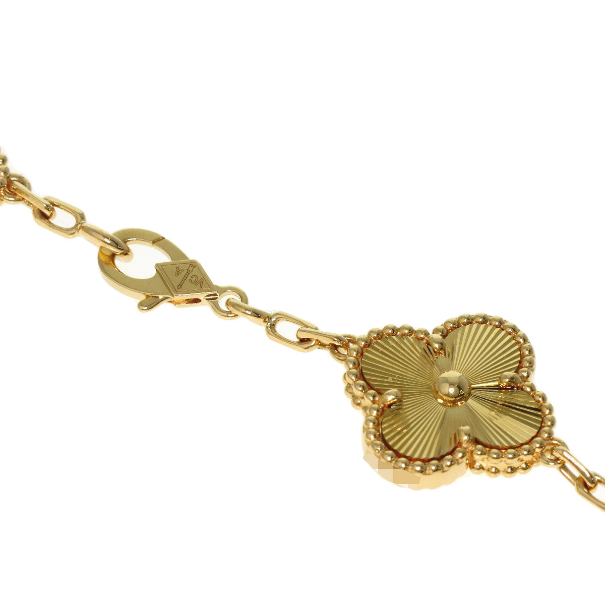 Van Cleef & Arpels Vintage Alhambra Guilloche Bracelet K18 Yellow Gold Ladies [Used]