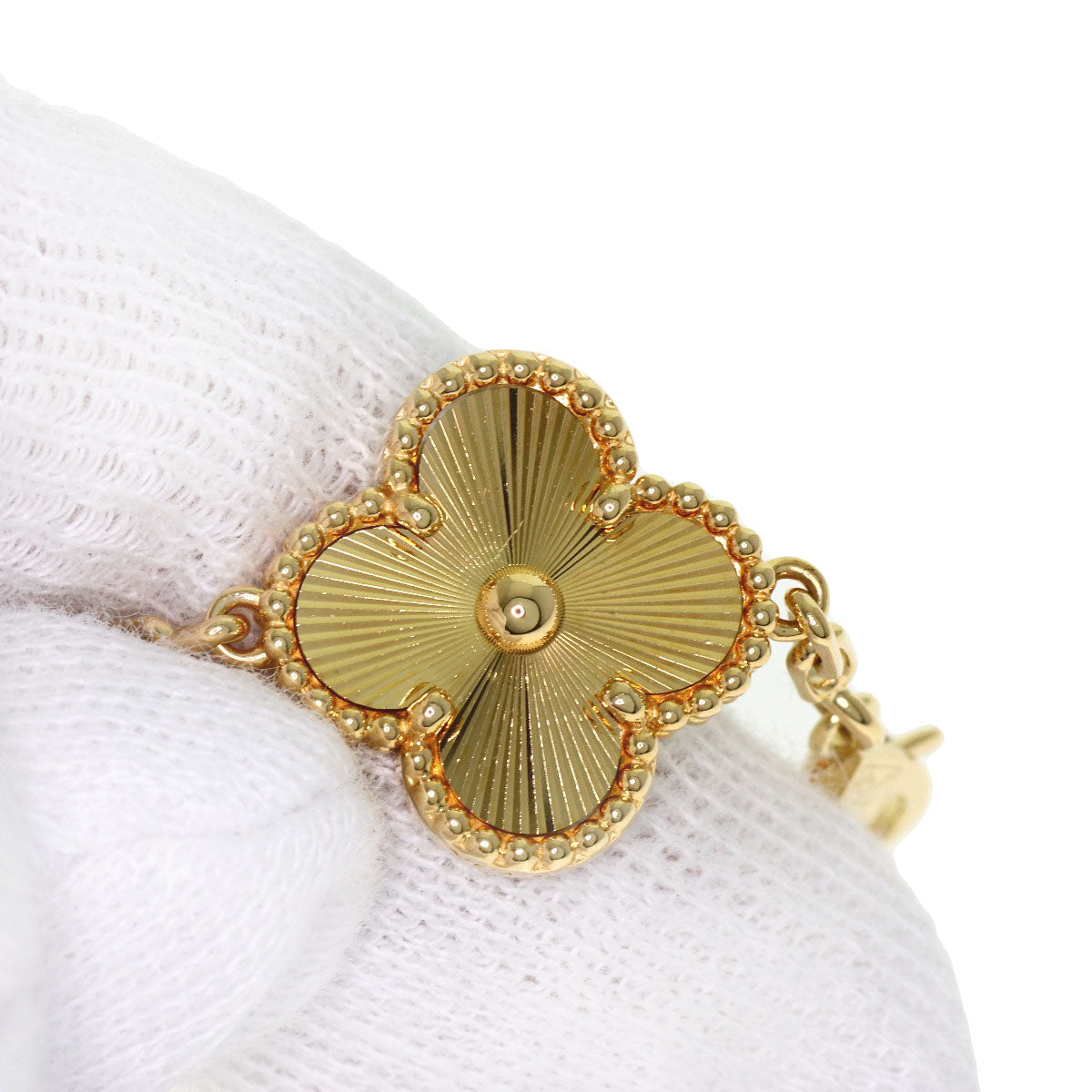 Van Cleef & Arpels Vintage Alhambra Guilloche Bracelet K18 Yellow Gold Ladies [Used]