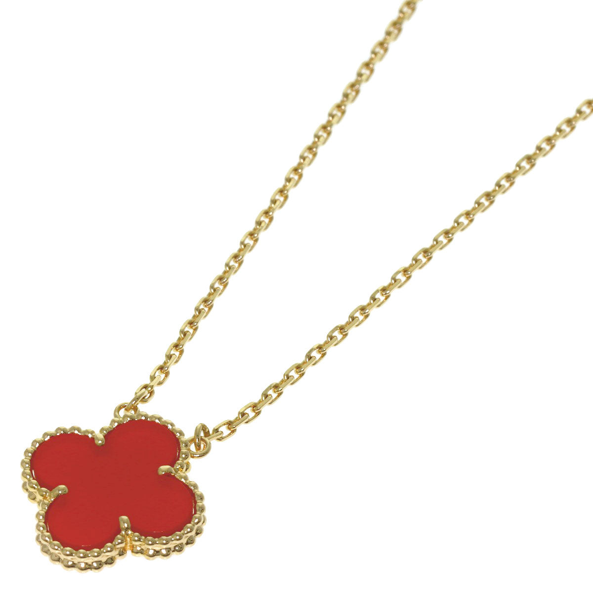 Van Cleef & Arpels Vintage Alhambra Carnelian Necklace K18 Yellow Gold Ladies [Used]