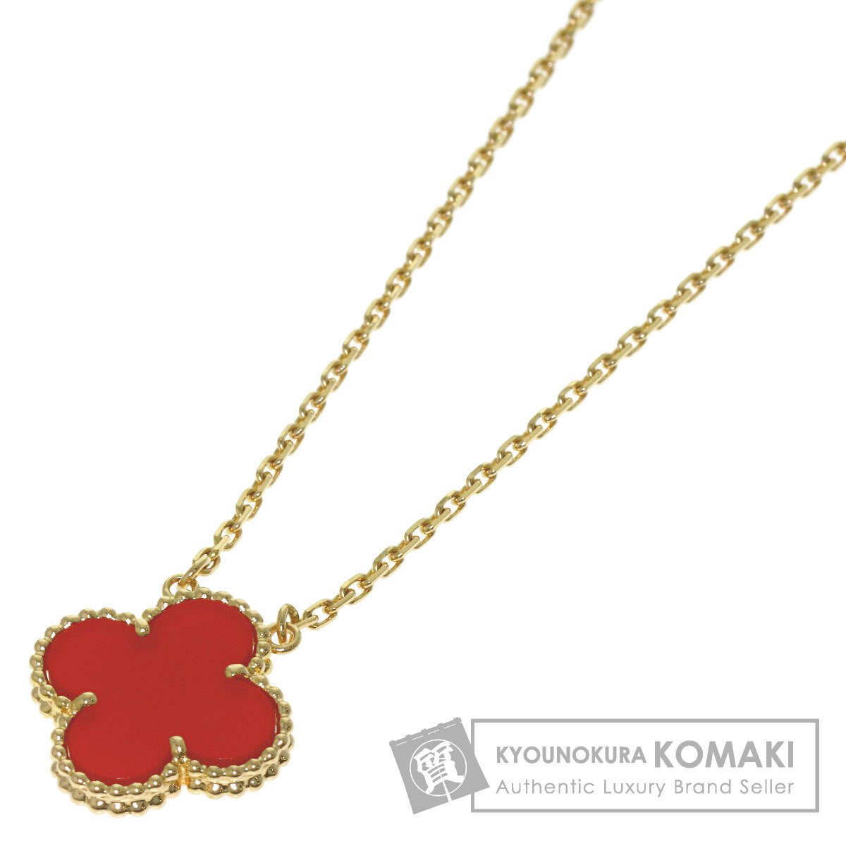 Van Cleef & Arpels Vintage Alhambra Carnelian Necklace K18 Yellow Gold Ladies [Used]