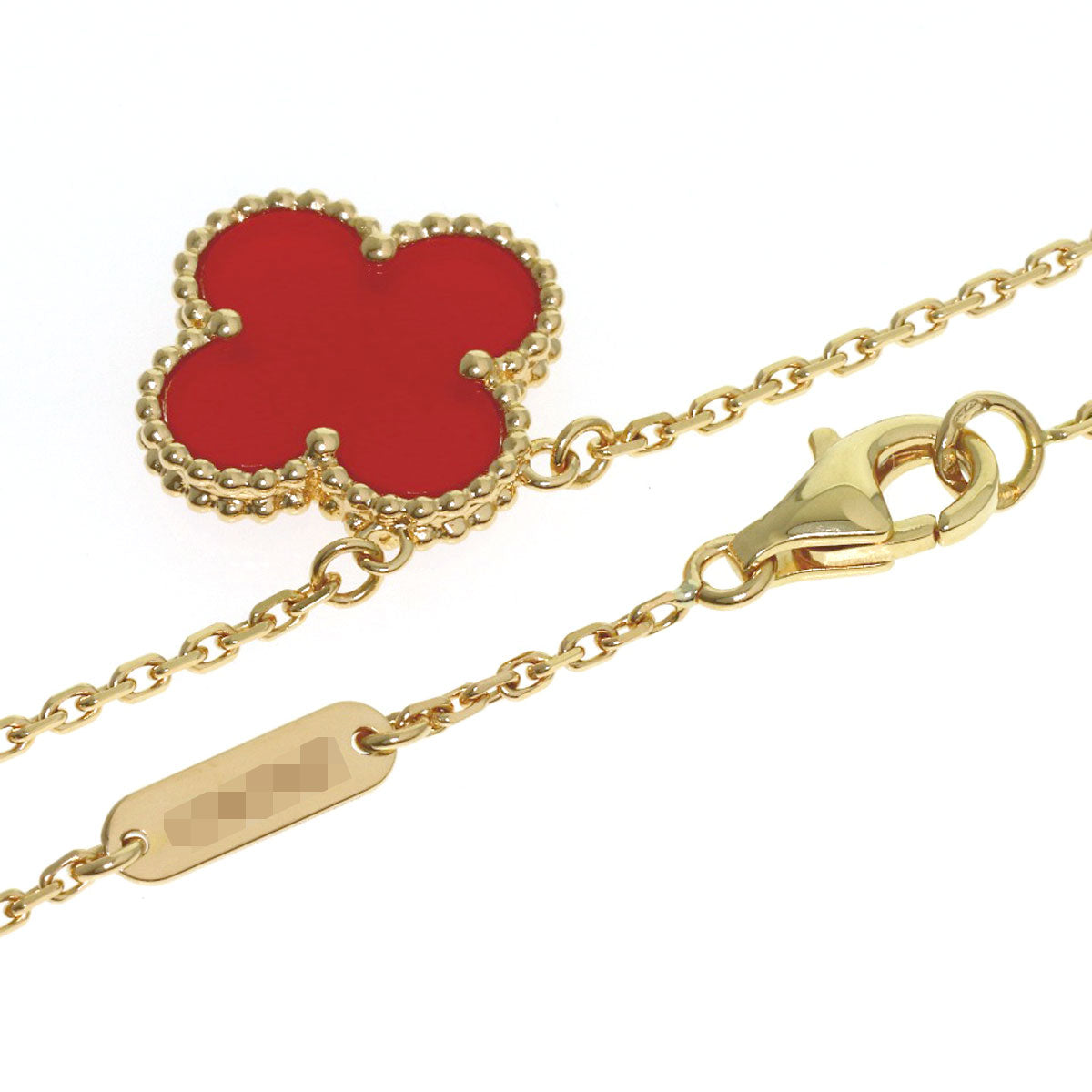 Van Cleef & Arpels Vintage Alhambra Carnelian Necklace K18 Yellow Gold Ladies [Used]
