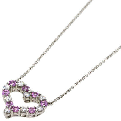 TIFFANY&Co. Sentimental Heart Medium Pink Sapphire Diamond Necklace Platinum PT950 Ladies [Used]