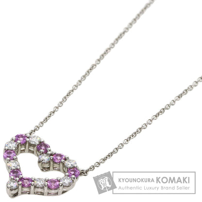 TIFFANY&Co. Sentimental Heart Medium Pink Sapphire Diamond Necklace Platinum PT950 Ladies [Used]