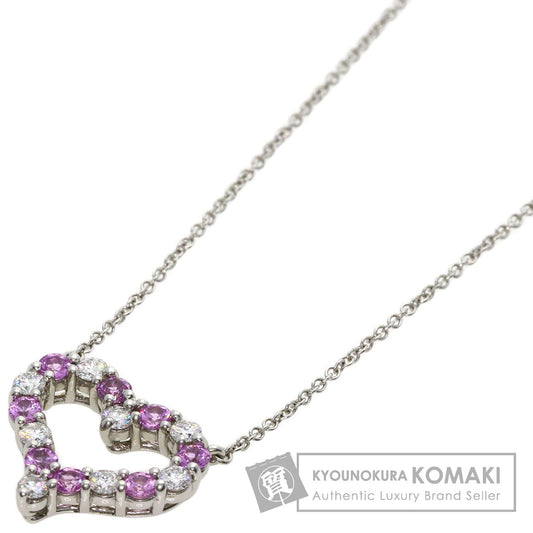 TIFFANY&Co. Sentimental Heart Medium Pink Sapphire Diamond Necklace Platinum PT950 Ladies [Used]