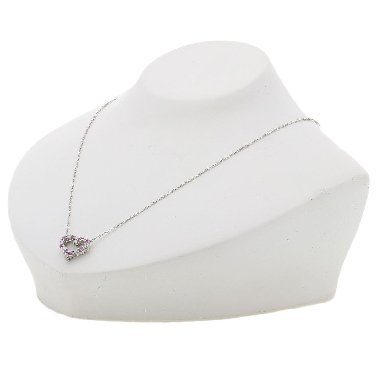TIFFANY&Co. Sentimental Heart Medium Pink Sapphire Diamond Necklace Platinum PT950 Ladies [Used]