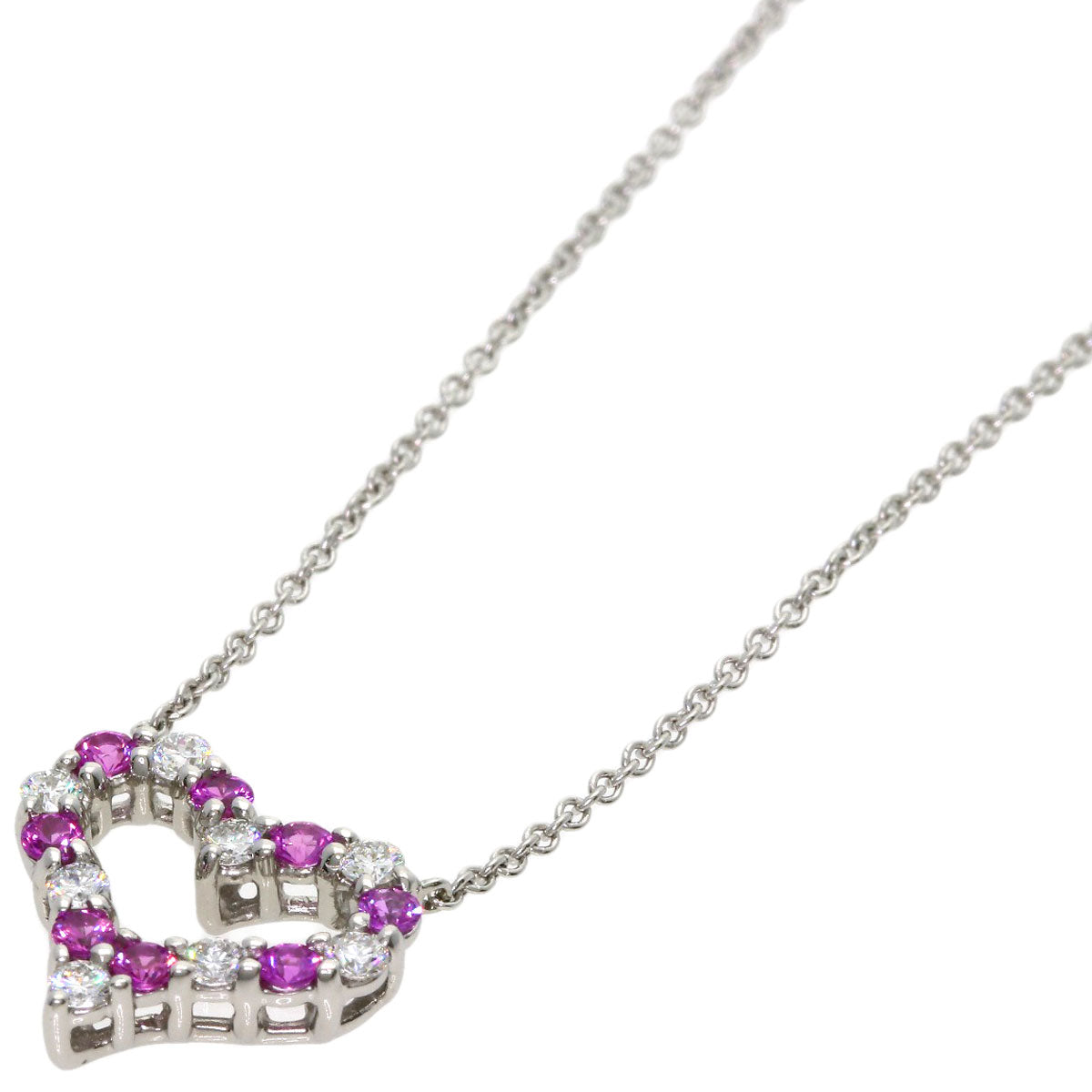 TIFFANY&Co. Sentimental Heart Pink Sapphire Diamond Necklace Platinum PT950 Ladies [Used]