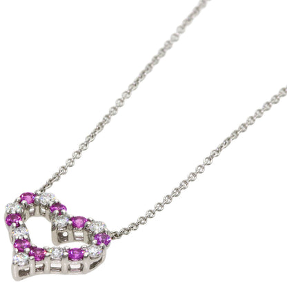 TIFFANY&Co. Sentimental Heart Pink Sapphire Diamond Necklace Platinum PT950 Ladies [Used]