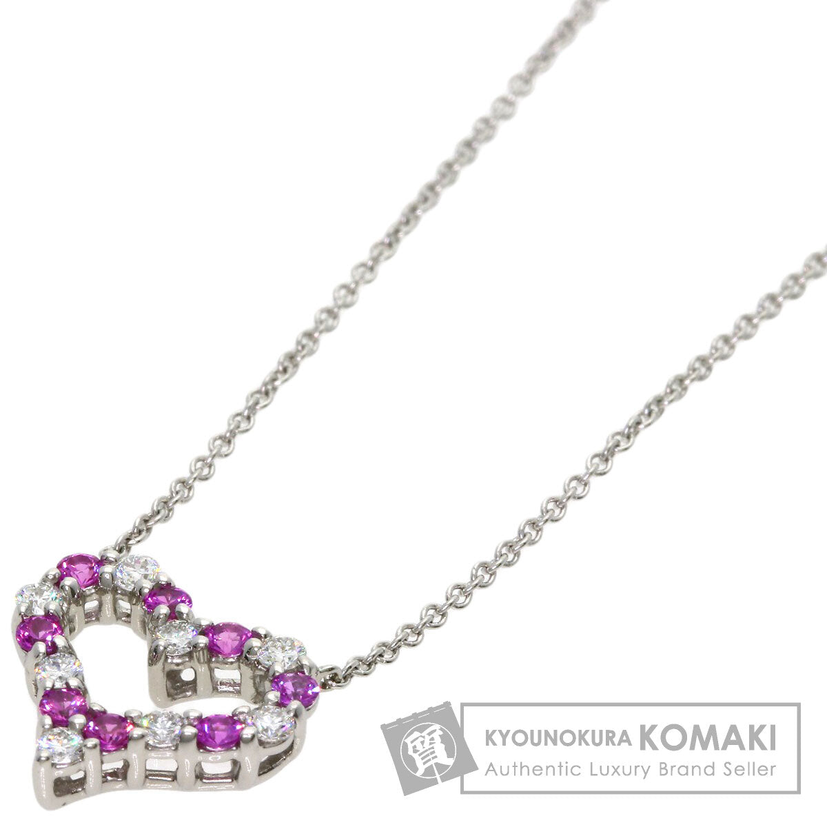 TIFFANY&Co. Sentimental Heart Pink Sapphire Diamond Necklace Platinum PT950 Ladies [Used]