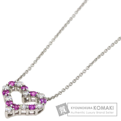 TIFFANY&Co. Sentimental Heart Pink Sapphire Diamond Necklace Platinum PT950 Ladies [Used]