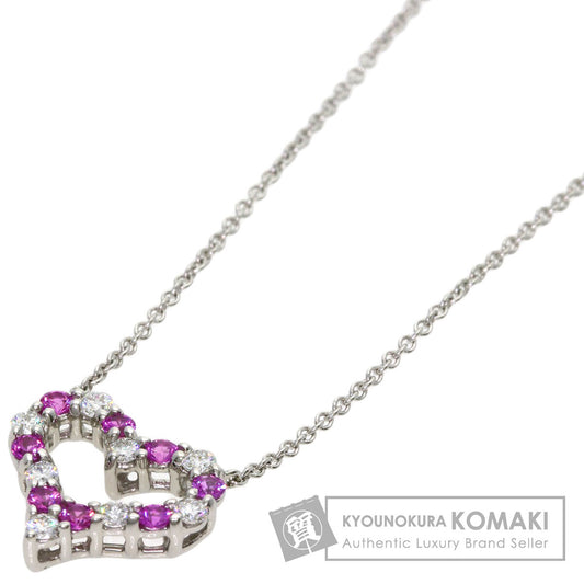 TIFFANY&Co. Sentimental Heart Pink Sapphire Diamond Necklace Platinum PT950 Ladies [Used]