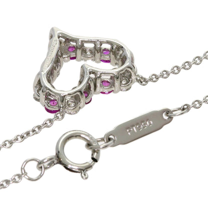 TIFFANY&Co. Sentimental Heart Pink Sapphire Diamond Necklace Platinum PT950 Ladies [Used]