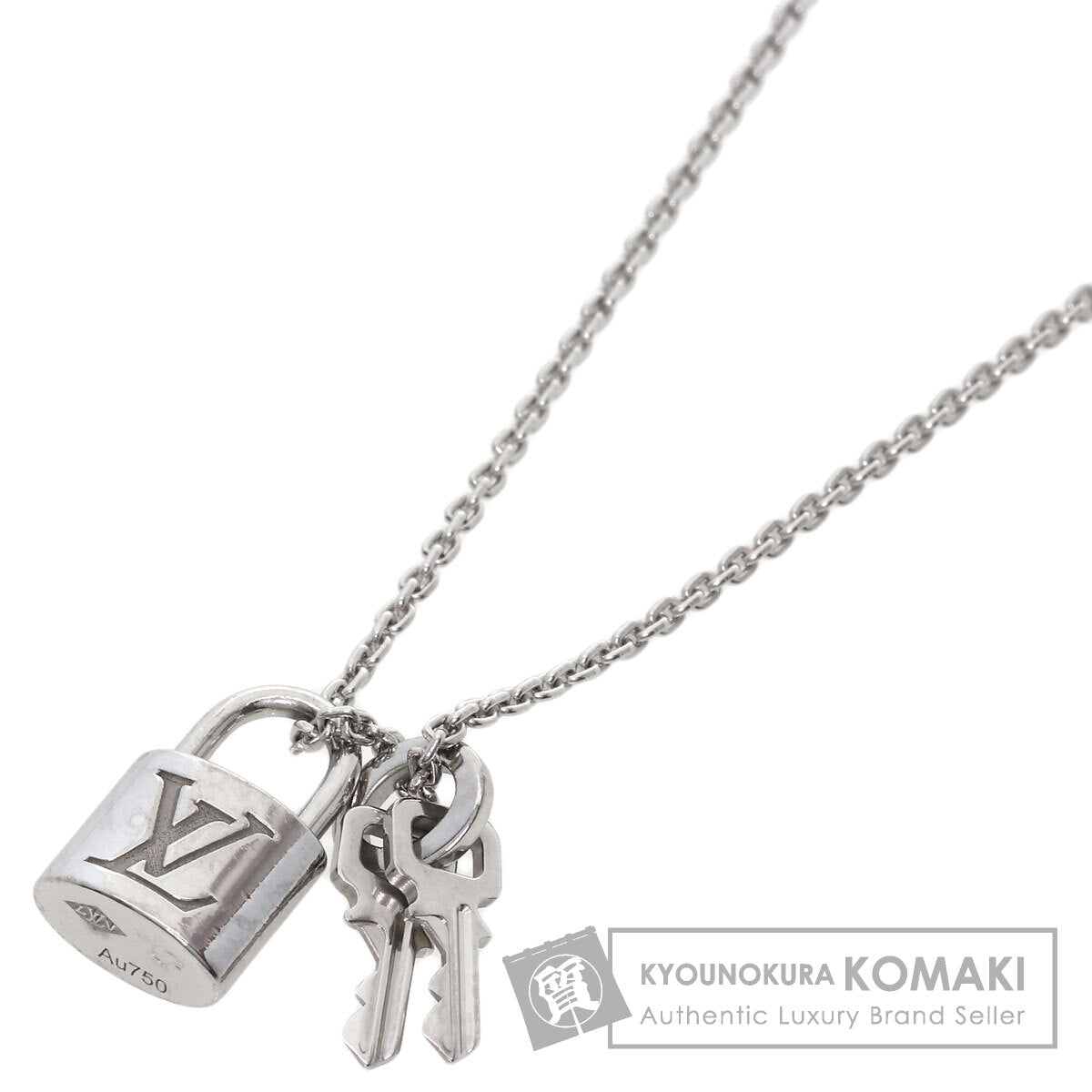LOUIS VUITTON Pandantif Lockit Necklace K18 White Gold Ladies [Used]