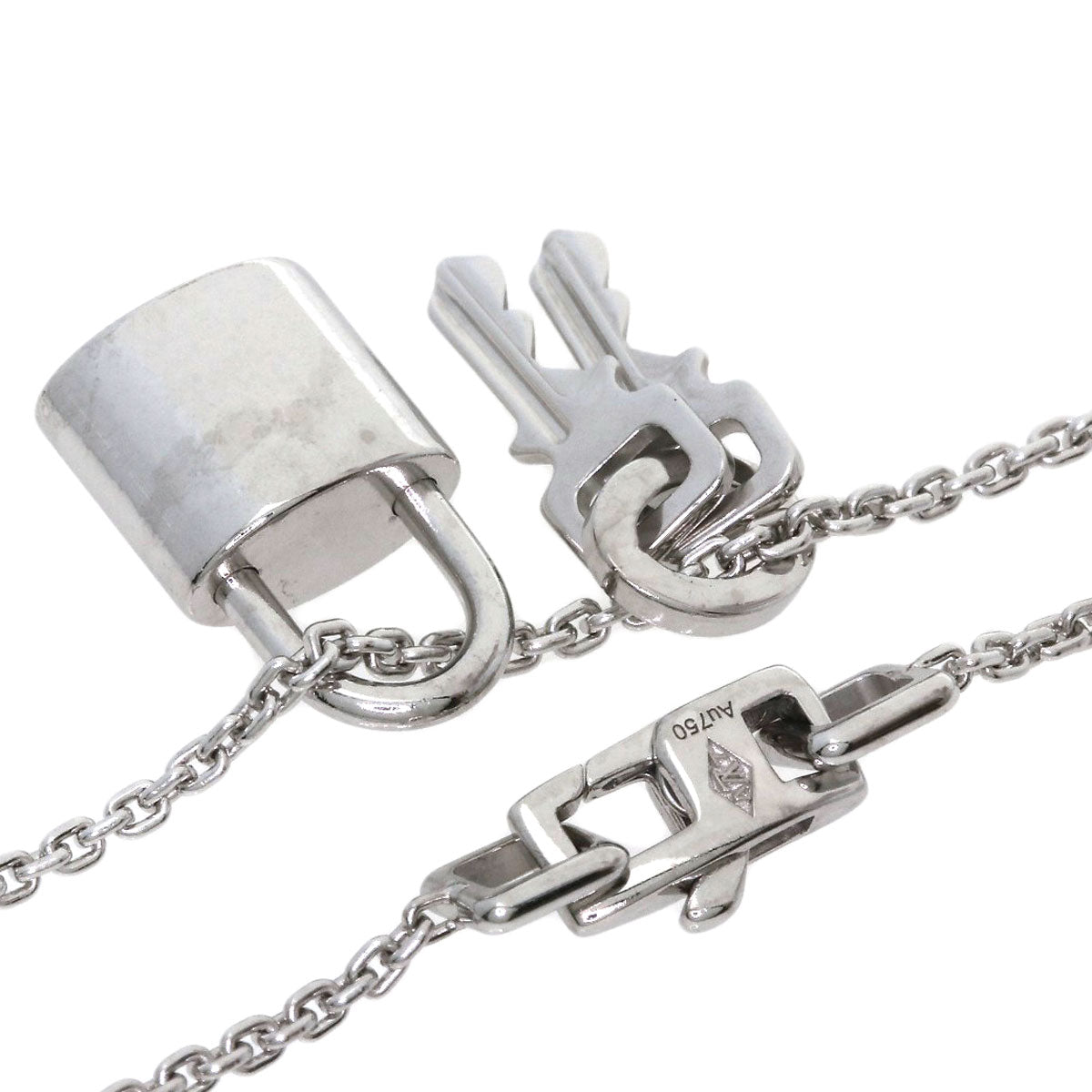 LOUIS VUITTON Pandantif Lockit Necklace K18 White Gold Ladies [Used]