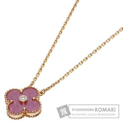 Van Cleef & Arpels Vintage Alhambra Rhodonite Diamond Necklace K18 Pink Gold Ladies [Used]