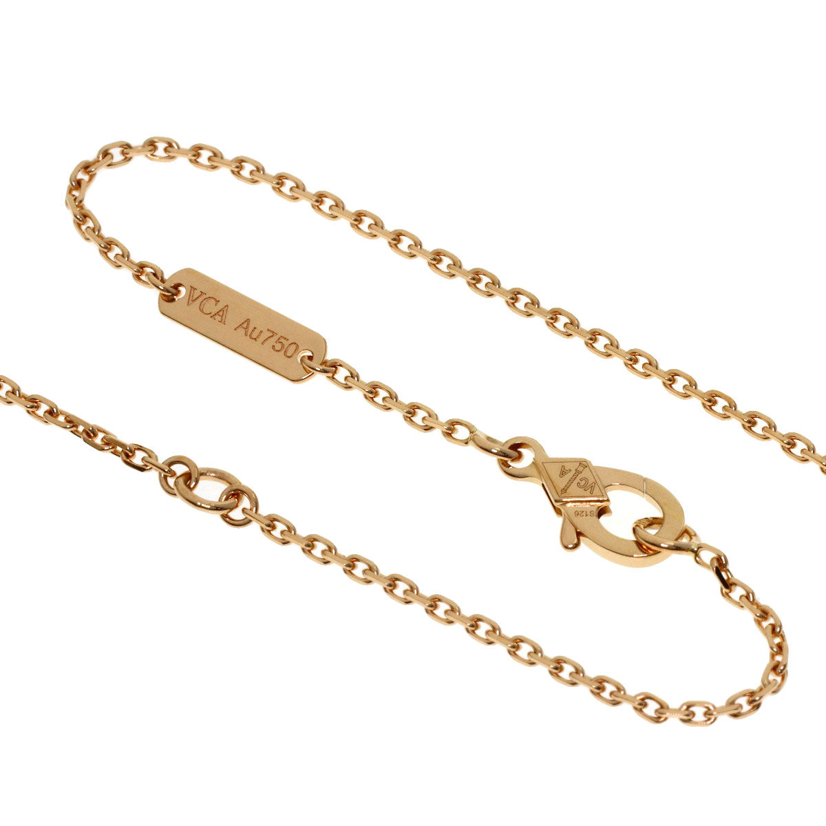 Van Cleef & Arpels Vintage Alhambra Rhodonite Diamond Necklace K18 Pink Gold Ladies [Used]