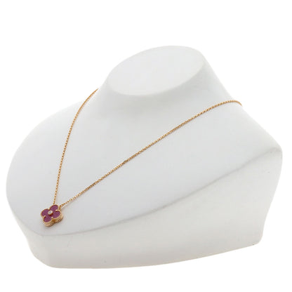 Van Cleef & Arpels Vintage Alhambra Rhodonite Diamond Necklace K18 Pink Gold Ladies [Used]