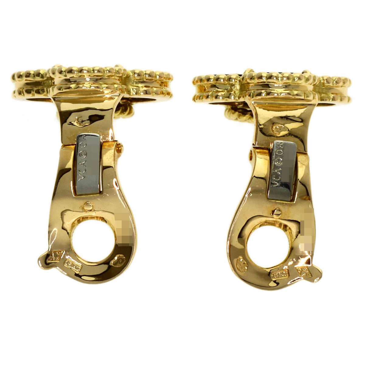 Van Cleef & Arpels Vintage Alhambra Onyx Earring K18 Yellow Gold Ladies [Used]