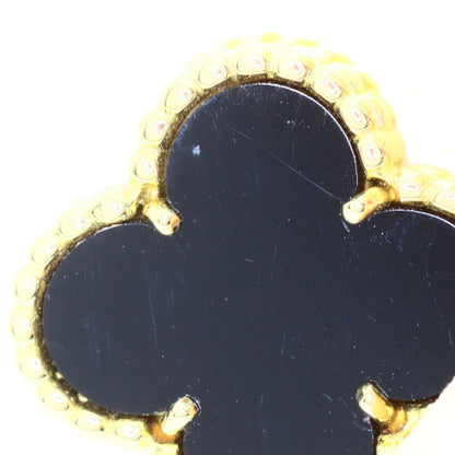 Van Cleef & Arpels Vintage Alhambra Onyx Earring K18 Yellow Gold Ladies [Used]