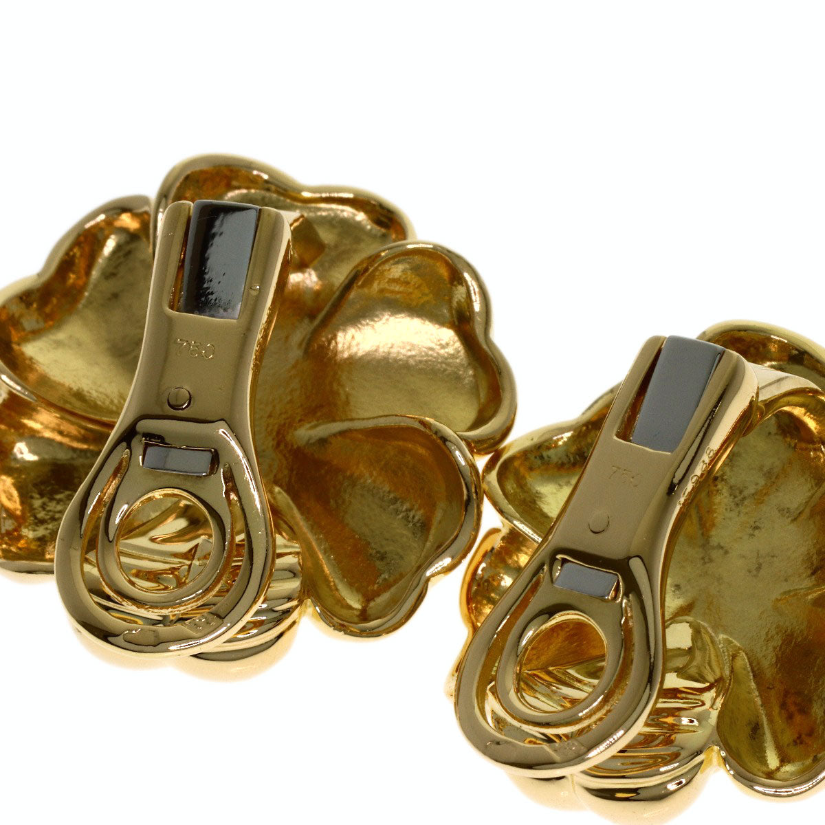 CHANEL Camellia Diamond Earring K18 Yellow Gold Ladies [Used]