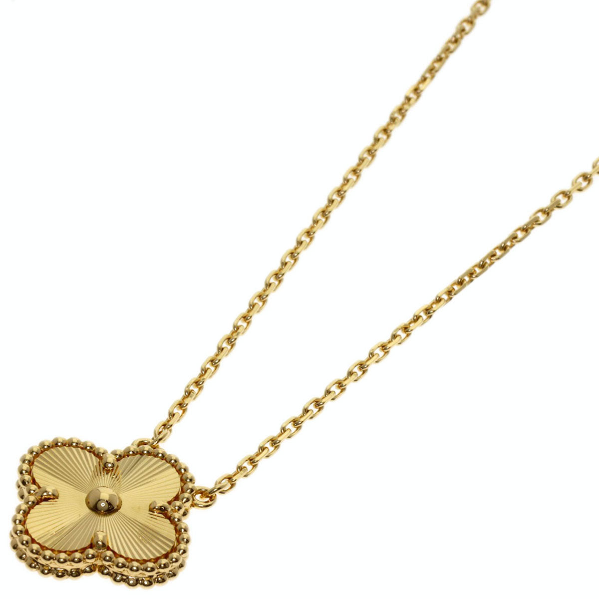 Van Cleef & Arpels Vintage Alhambra Guilloche Necklace K18 Yellow Gold Ladies [Used]